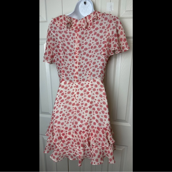 New PRINCESS POLY Desert Duck Mini Dress Red White Dainty Floral Ruffles Sun - Picture 9 of 13